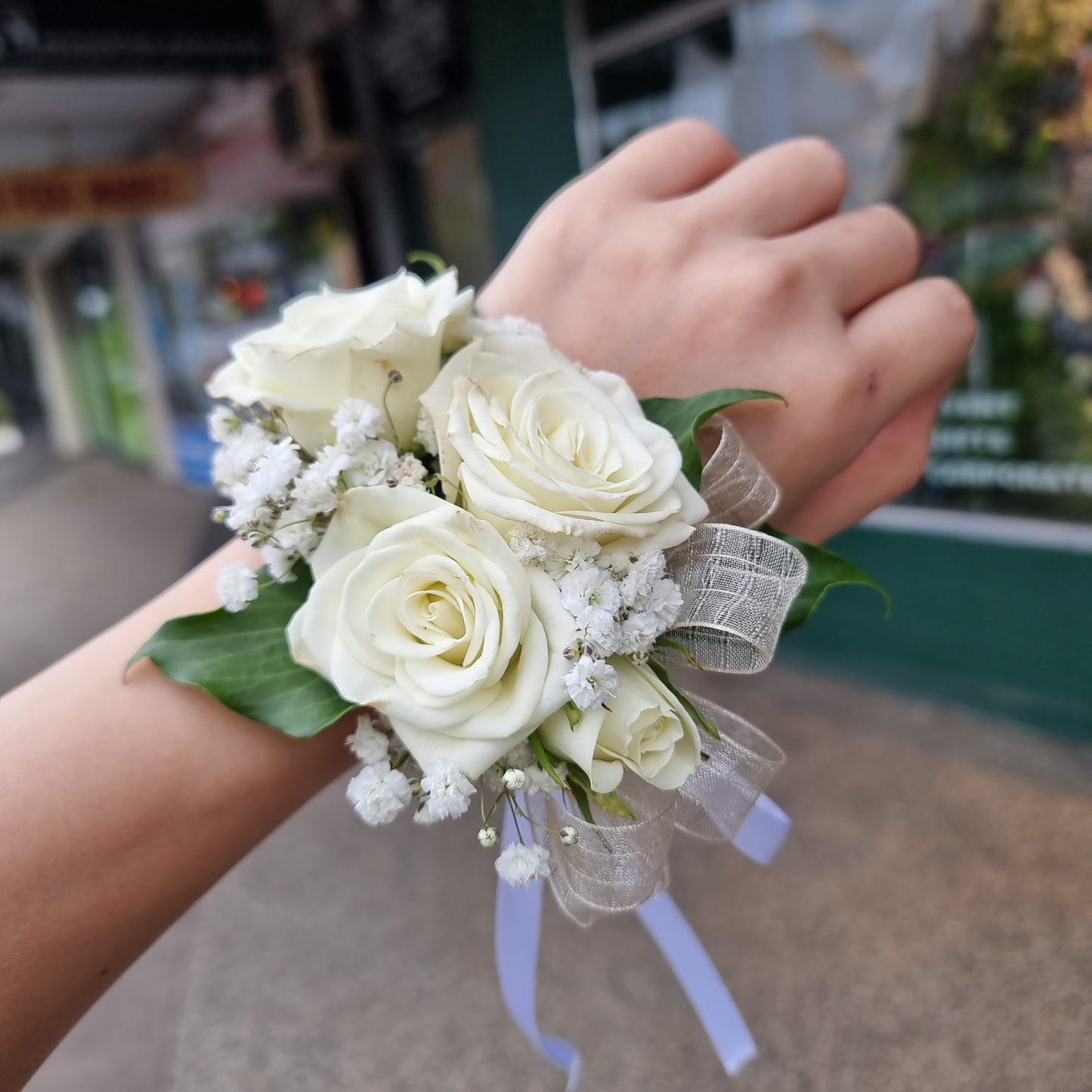 Classic White Rose Wrist Corsage