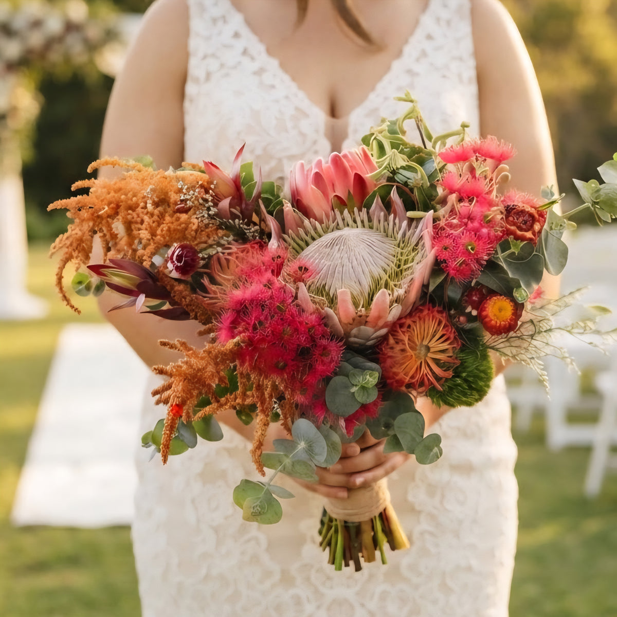 Native Australian King Protea Bridal Bouquet | Wild Boho Rustic Wedding Flowers