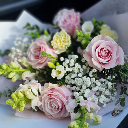 Dreamy pastel flower bouquet soft romantic seasonal blooms same-day delivery Flowerland Nunawading