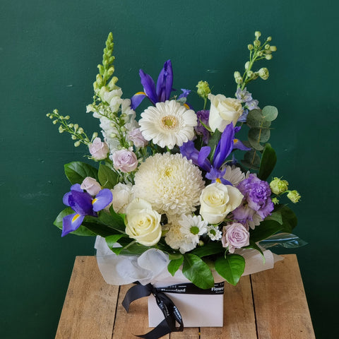 White and Blue Box Arrangement