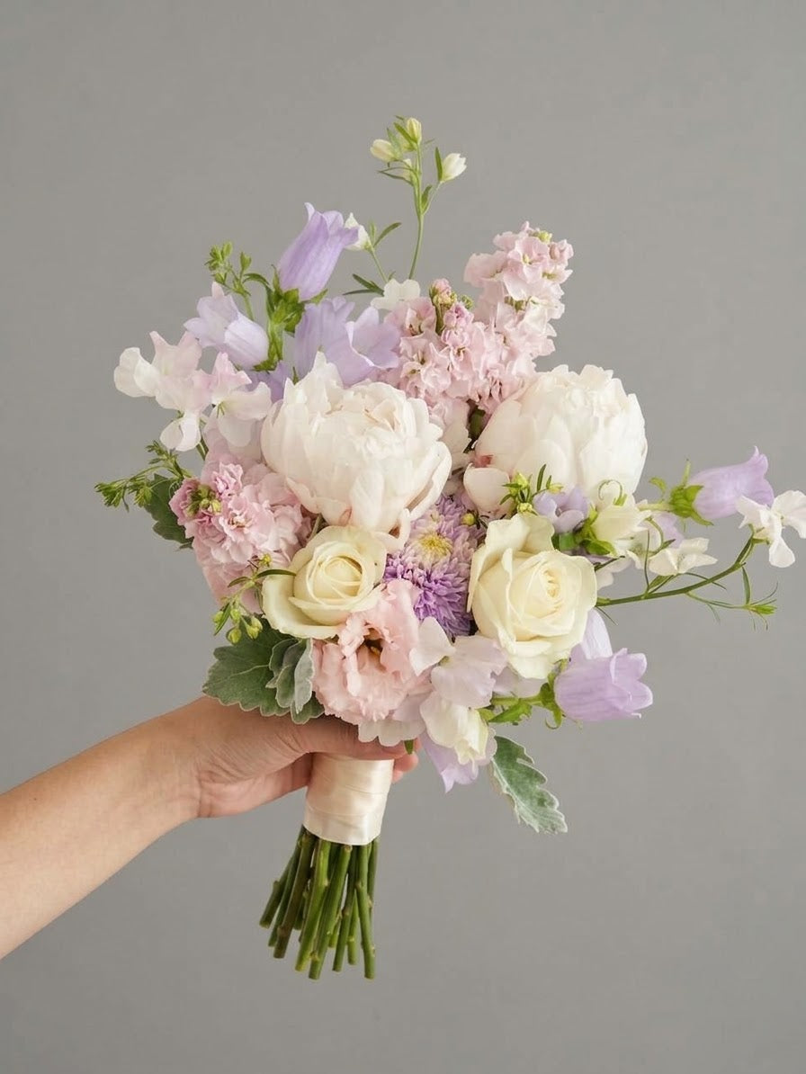 Garden Bridal Bouquet | Soft Blush & Lilac Wedding Flowers