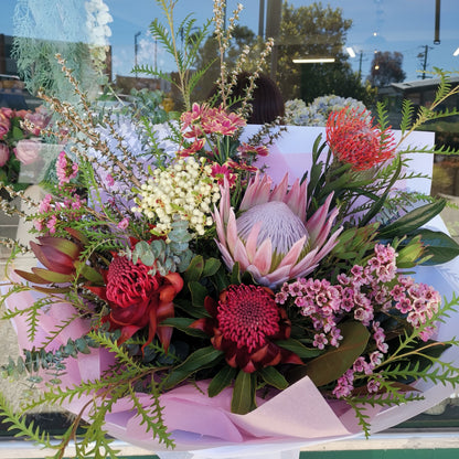 Rustic native flower arrangement delivered straight to established family homes and premium lifestyle properties near Doncaster East.
