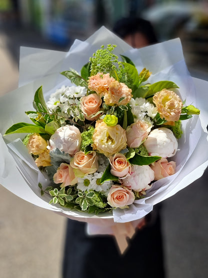 Handcrafted sweet pastel bouquet ideal for romantic gifting, available for reliable same-day delivery in Kew East.