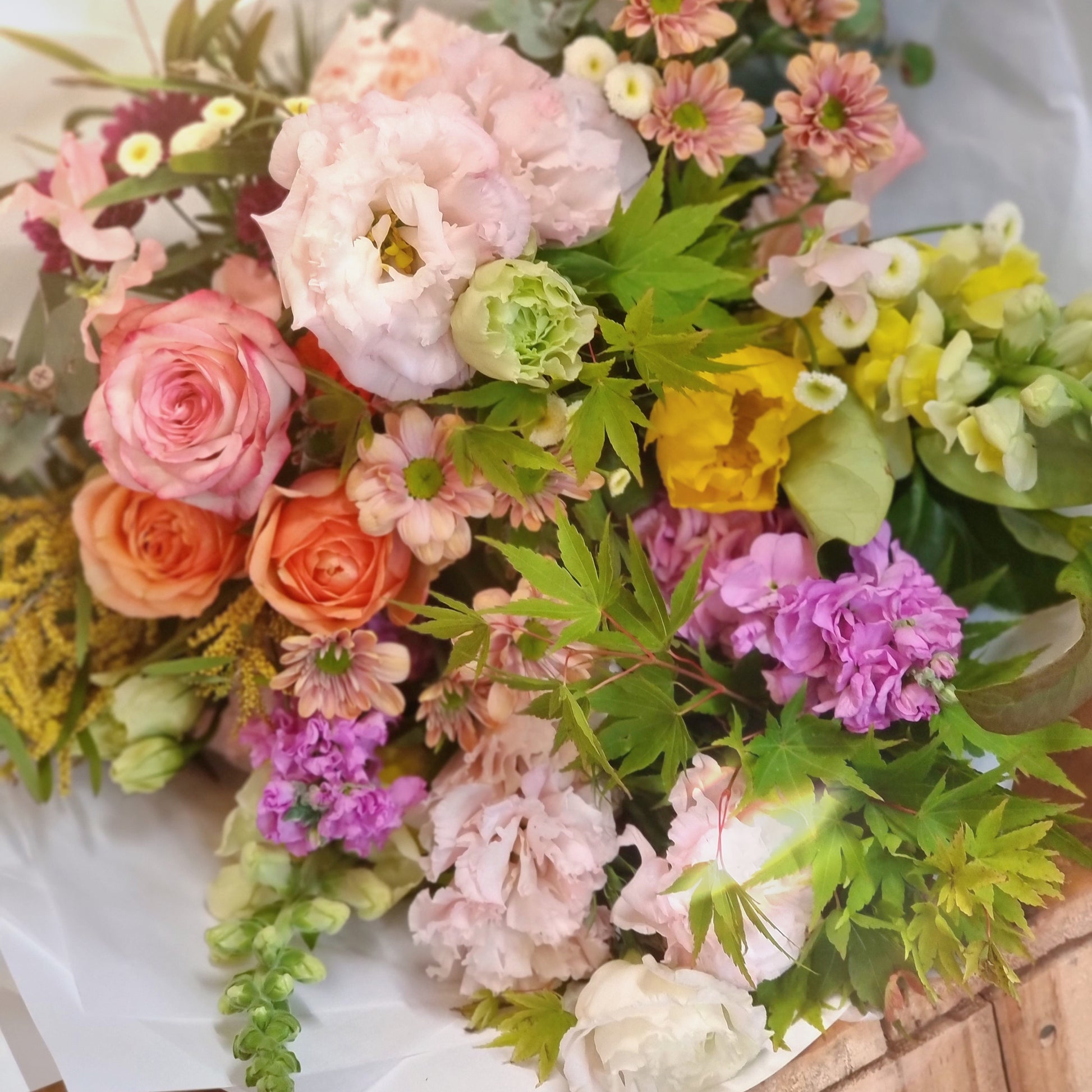 Whimsical pastel floral arrangement ideal for gifting or home styling, delivered near Box Hill central commercial and medical hub.